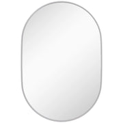 Specchio Bagno Ovale da Parete 60x90 cm con Cornice in Alluminio Verticale o Orizzontale Argento