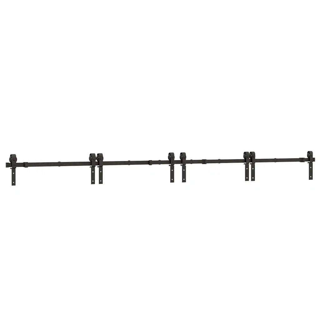 Kit di Binari per Porte Scorrevoli 366 cm Acciaio Nero