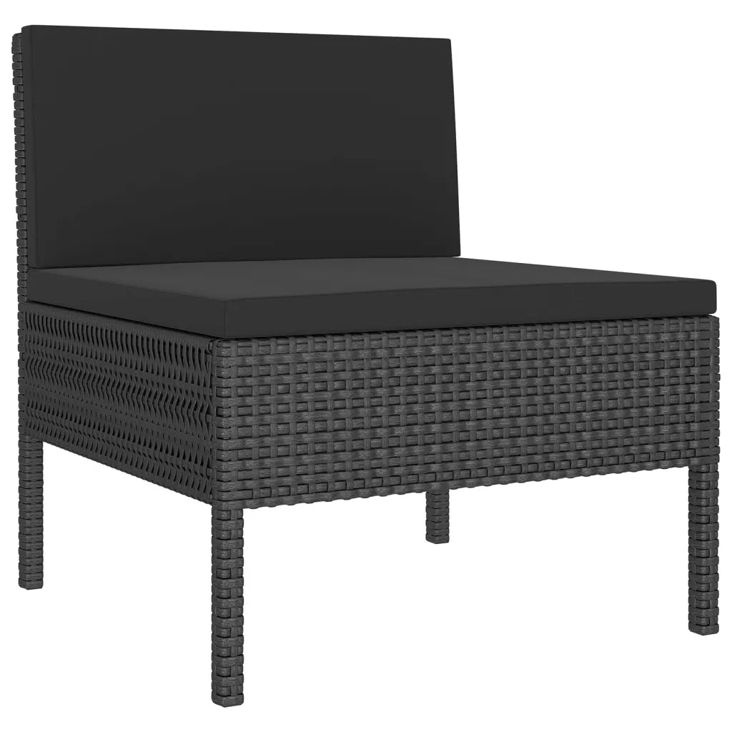 Set Divani da Giardino 8 pz con Cuscini in Polyrattan Nero 3094389