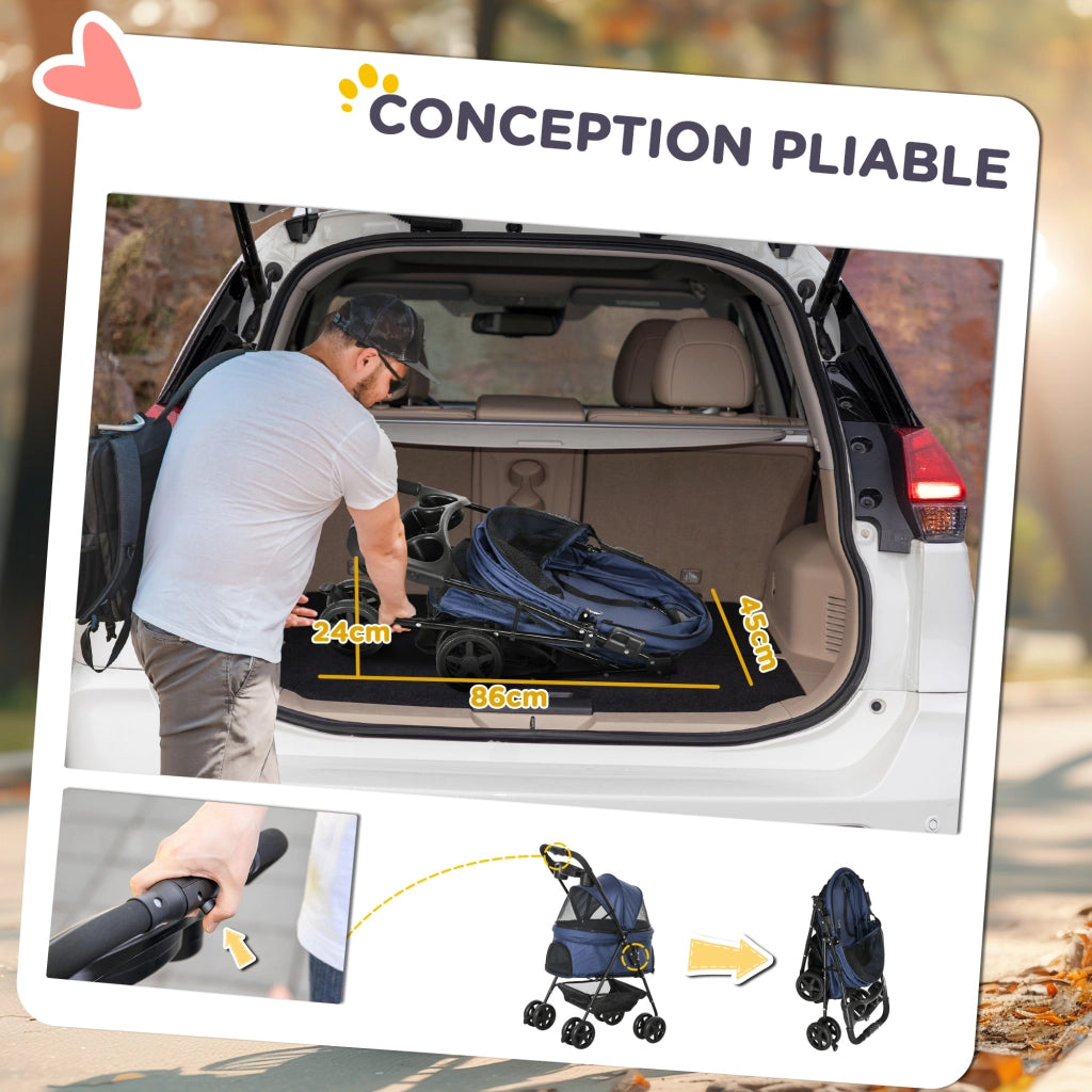 Carrello pieghevole per animali ¨C Minimal ¨C blu scuro