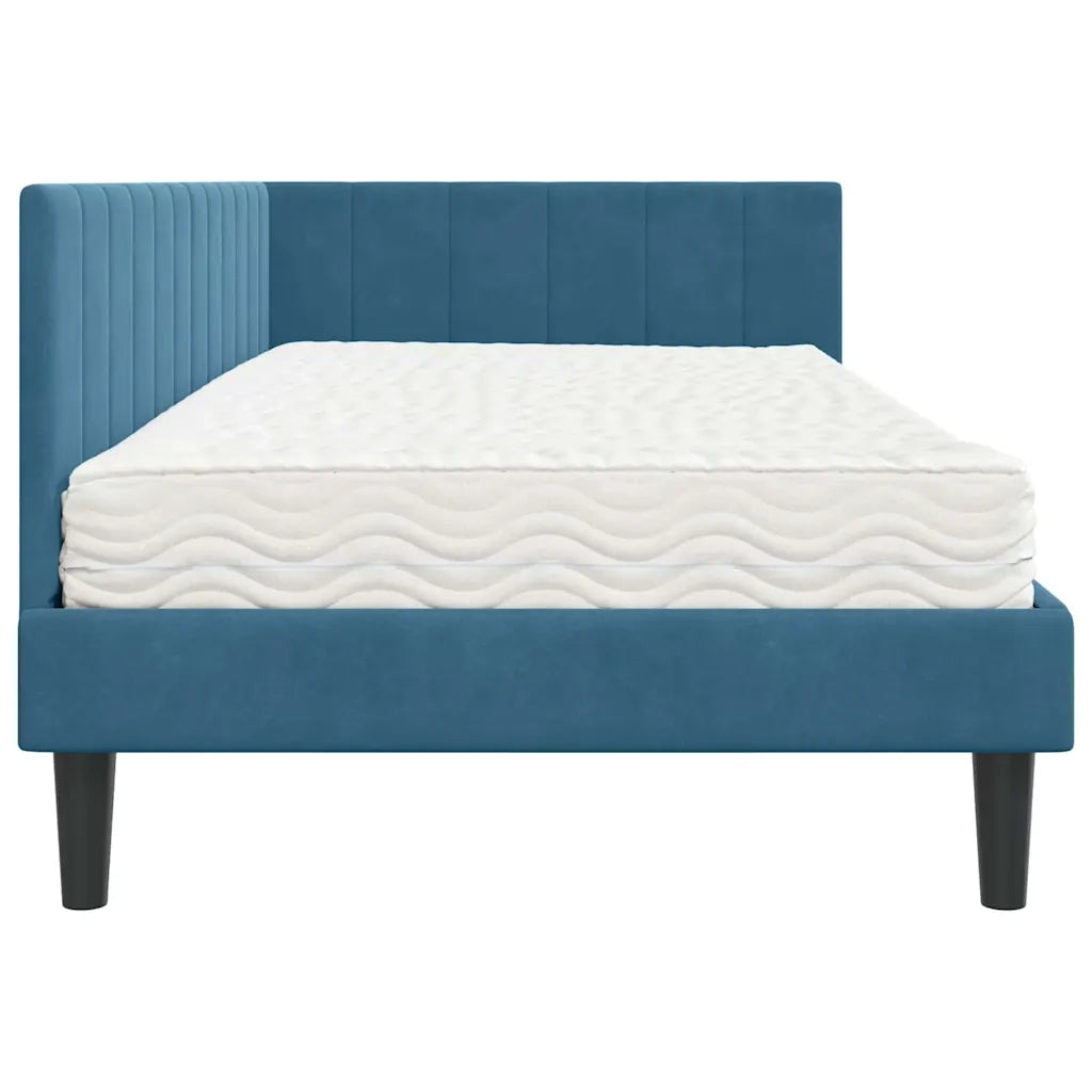 Struttura Letto Angolare con Materasso 2 pcs Blu Velluto 3393887