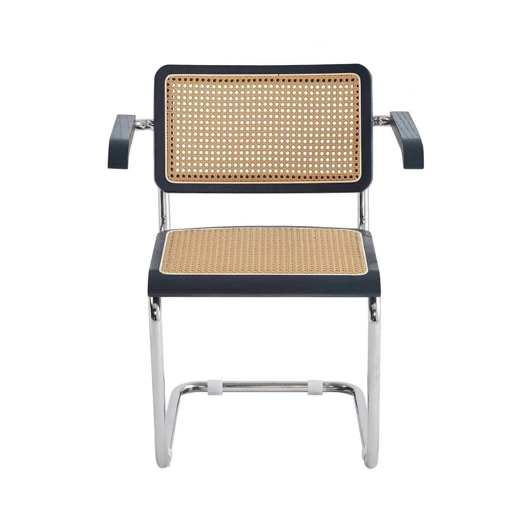 LÚZETE - SEDIA WEBSTER CON BRACCIOLI IN RATTAN NERO PL