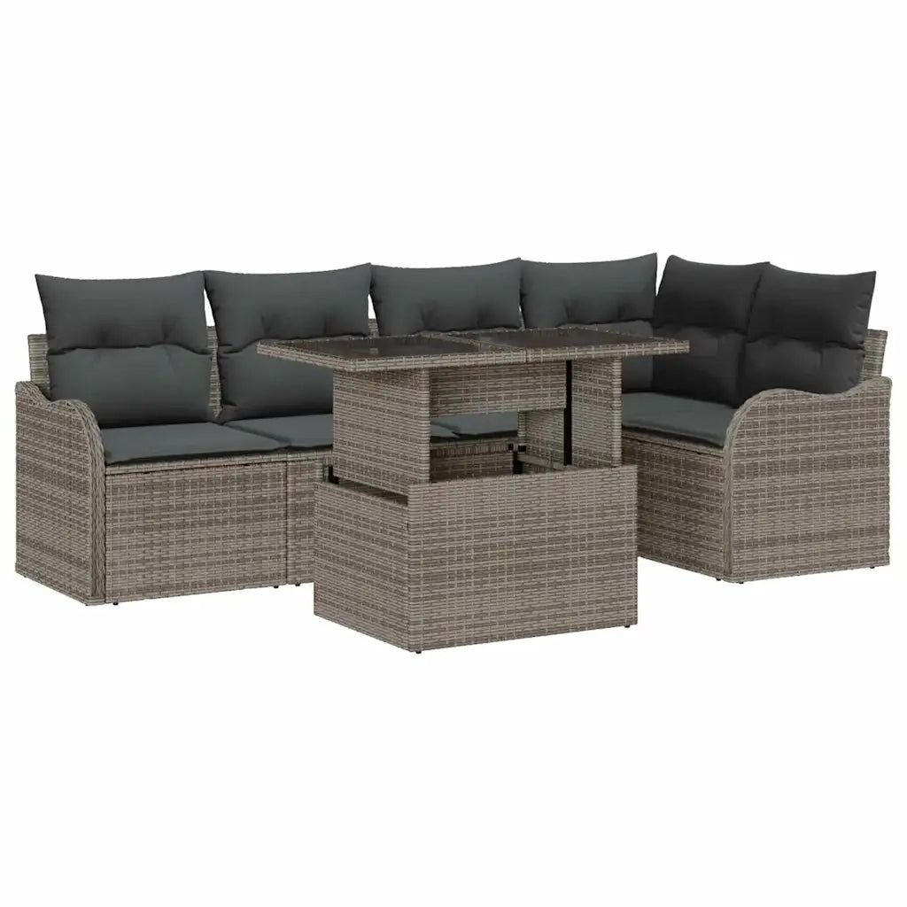 Set Divano da Giardino 6 pcs Grigio Rattan in Polipropilene