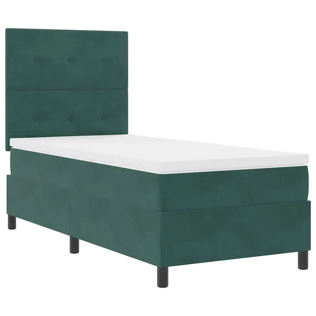 Letto a Sorgente LED Verde Scuro 90 x 190 cm Tessuto