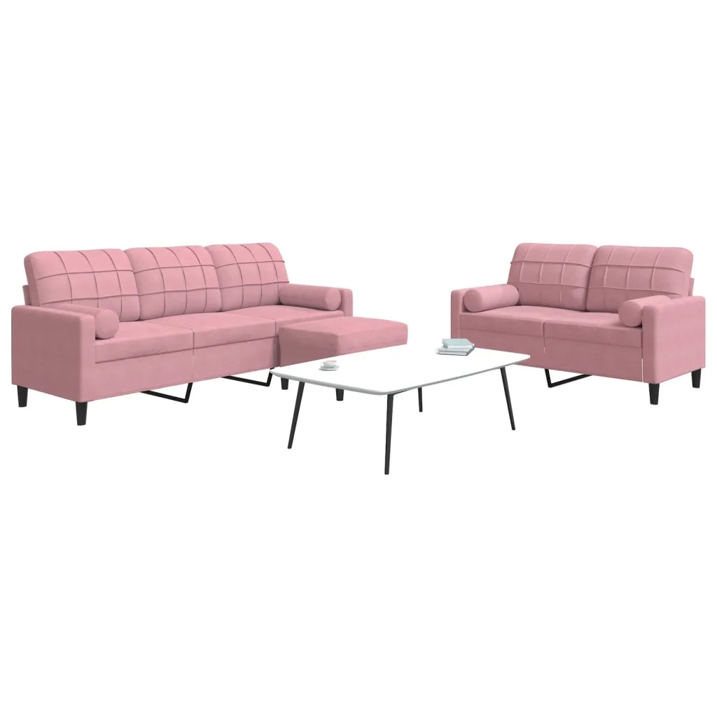 Set di Divani 3 pz con Cuscini e Rinforzi rosa in Velluto 3278424