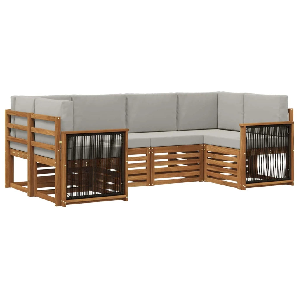 Set di divani da esterno 5 pz Naturale e Grigio Chiaro 3384772