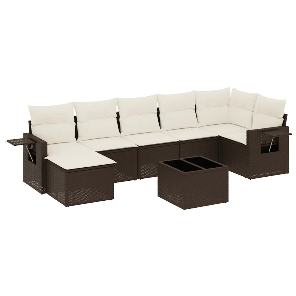 Set Divani da Giardino 8 pz con Cuscini Marrone in Polyrattan 3220492