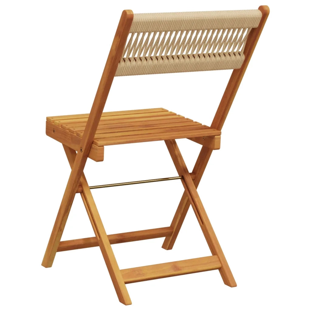 Sedie Bistrò 2pz Beige in Legno Massello di Acacia e Corda 367680
