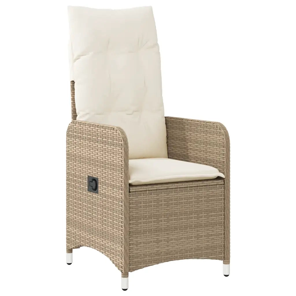 Set Bistrò da Giardino 11 pz con Cuscini in Polyrattan Beige
