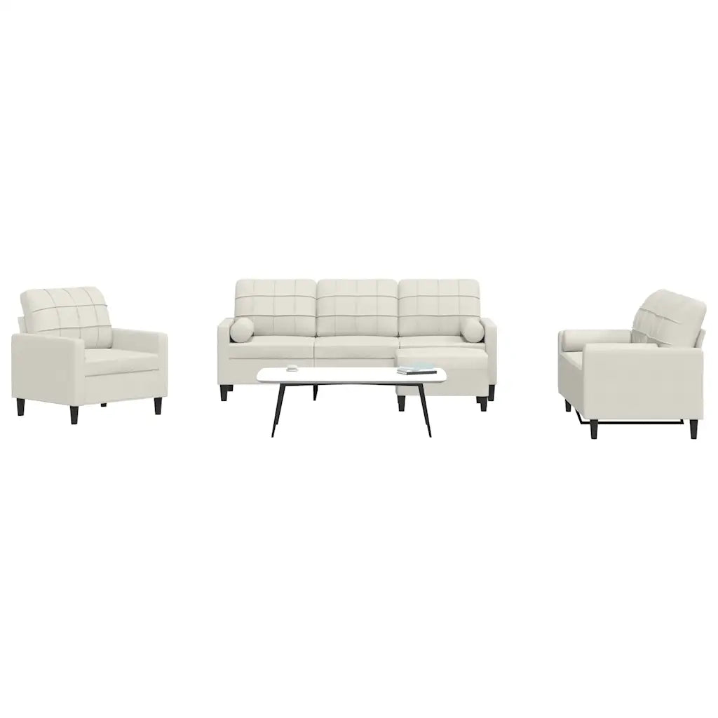 Set di Divani 4 pz con Cuscini e Rinforzi Crema in Velluto 3278389