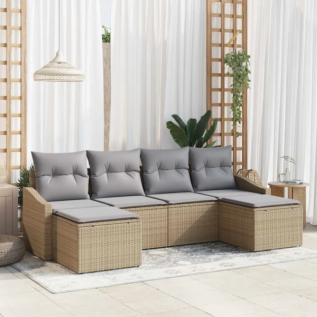 Set da Pranzo per Giardino 6 pcs Beige e Grigio Chiaro 3355499