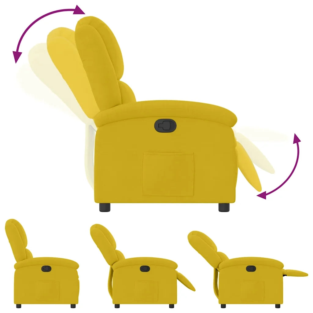 Poltrona | Sedia Relax Reclinabile Gialla in Velluto