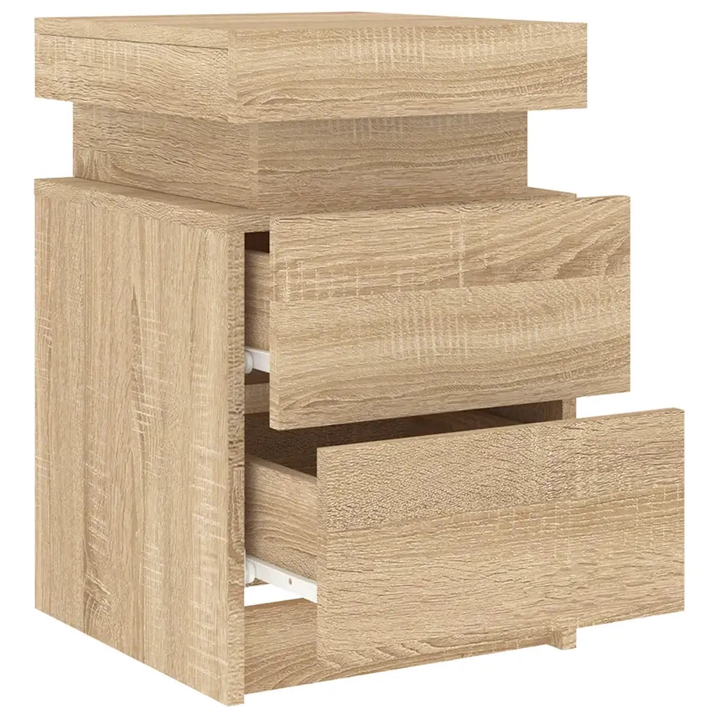 Comodini con Luci LED 2pz Rovere Sonoma 35x39x55 cm 836754