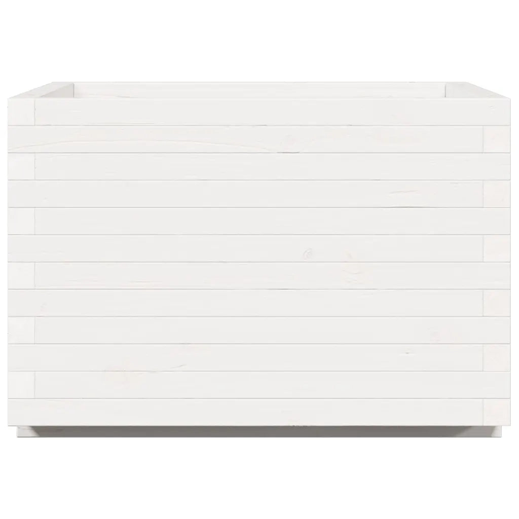 Fioriera da Giardino Bianca 70x70x49,5cm Legno Massello di Pino 847364