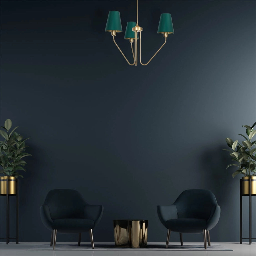 Lampadario Milagro Victoria 3 luci E27 verde ottone