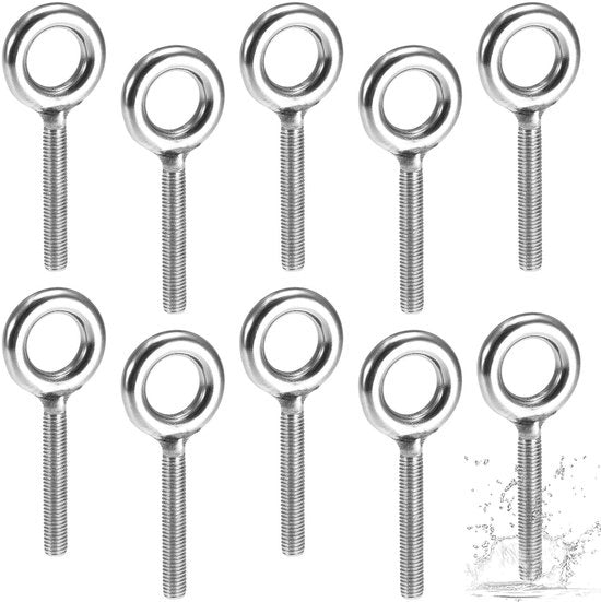 Occhielli M8 - 10 pezzi - Acciaio inossidabile - Occhielli a anello - Viti di fissaggio - Resistente alla corrosione - Resistente alle intemperie - Occhielli di fissaggio