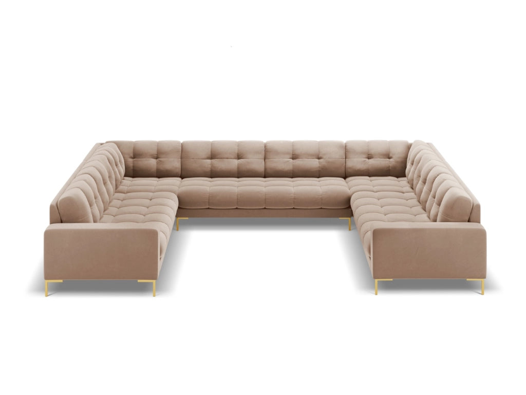 Cosmopolitan Design - Divano panoramico "Bali" 9 posti in velluto beige 