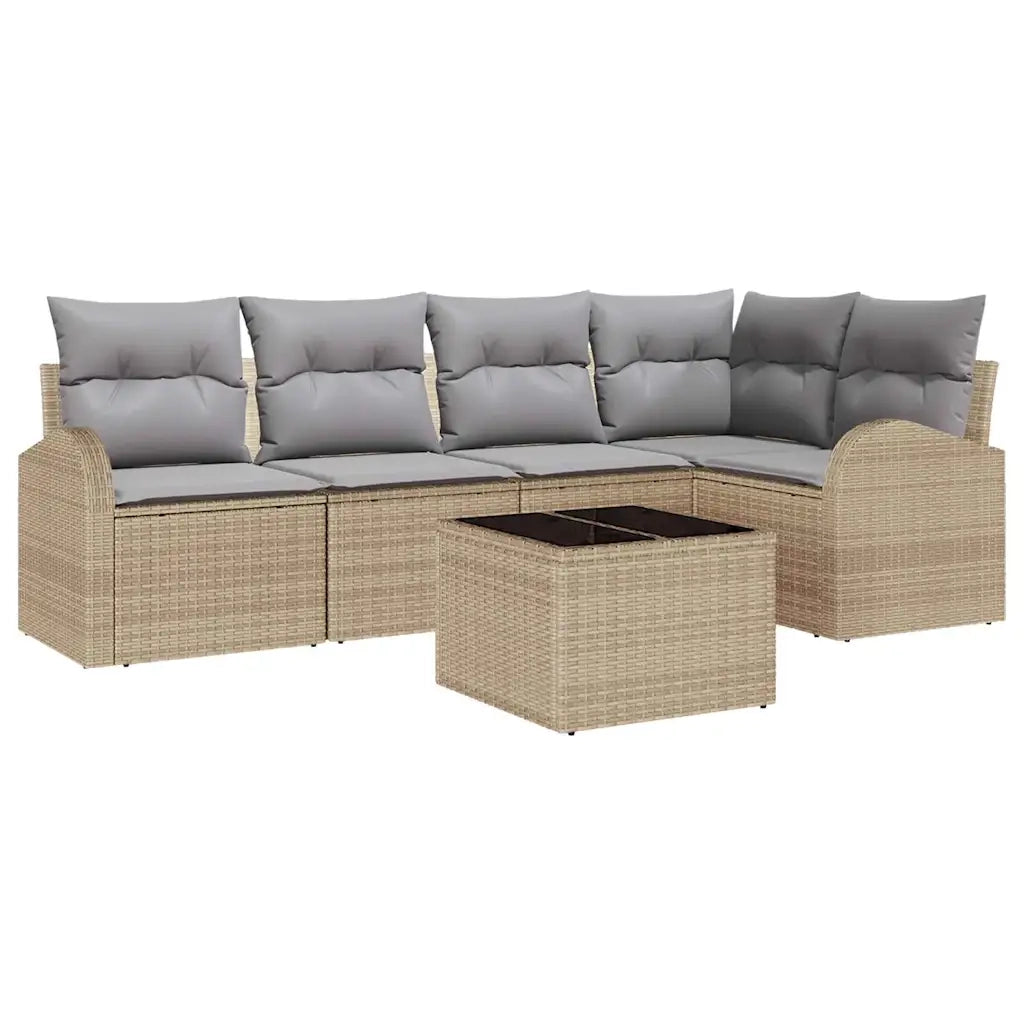 Set di divani con cuscino 6 pcs Beige Poliestere 3346050