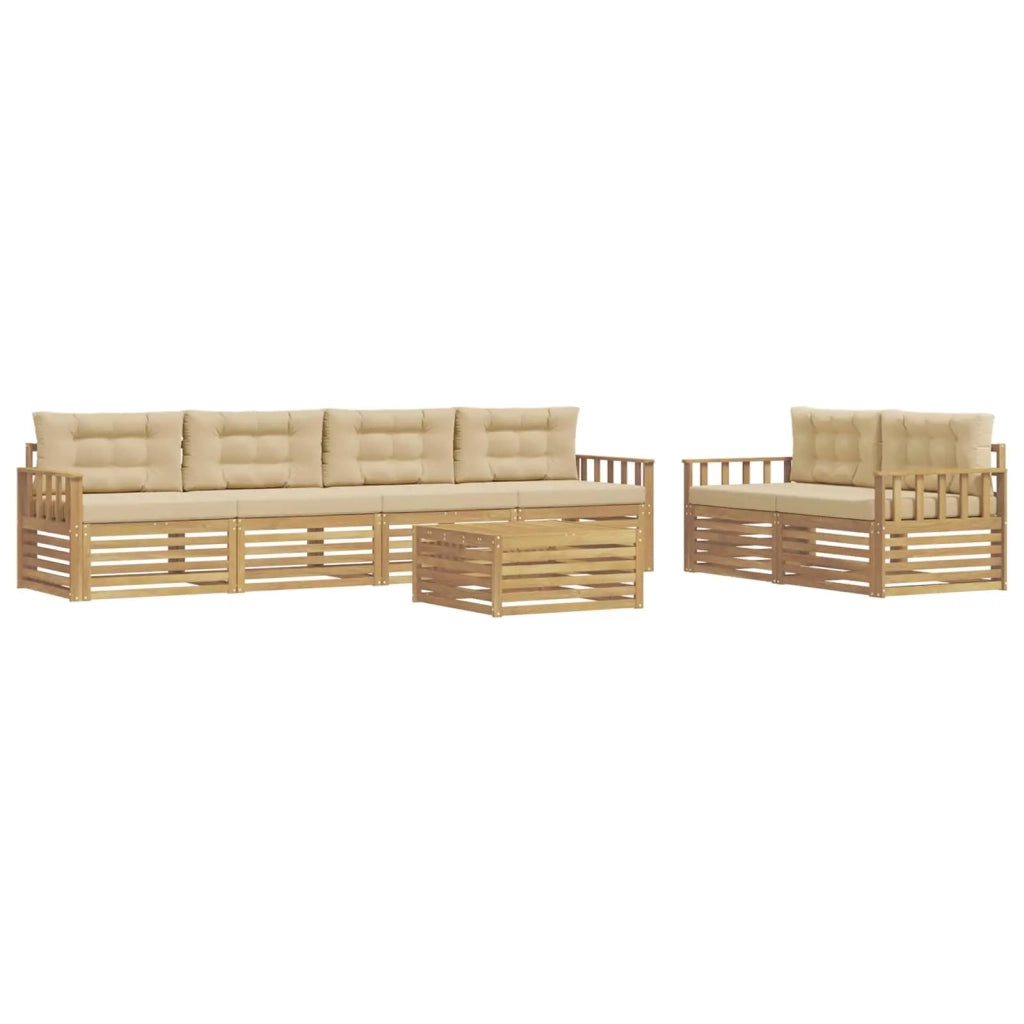 Set di divani da esterno 7 pz Bianco e Beige Poliestere 3390078