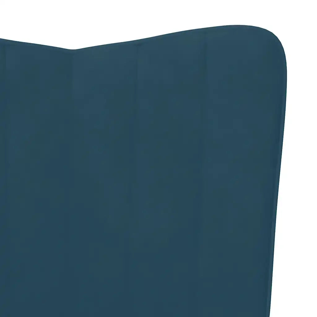 Poltrona Relax con Sgabello Blu in Velluto 327698
