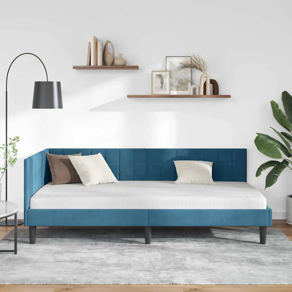 Cornice del letto ad angolo Blu 90 cm x 200 cm Velluto 42016427