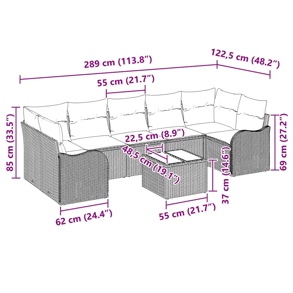 Set Divano da Giardino Marrone 55 x 55 x 37 cm polyrattan 3345618