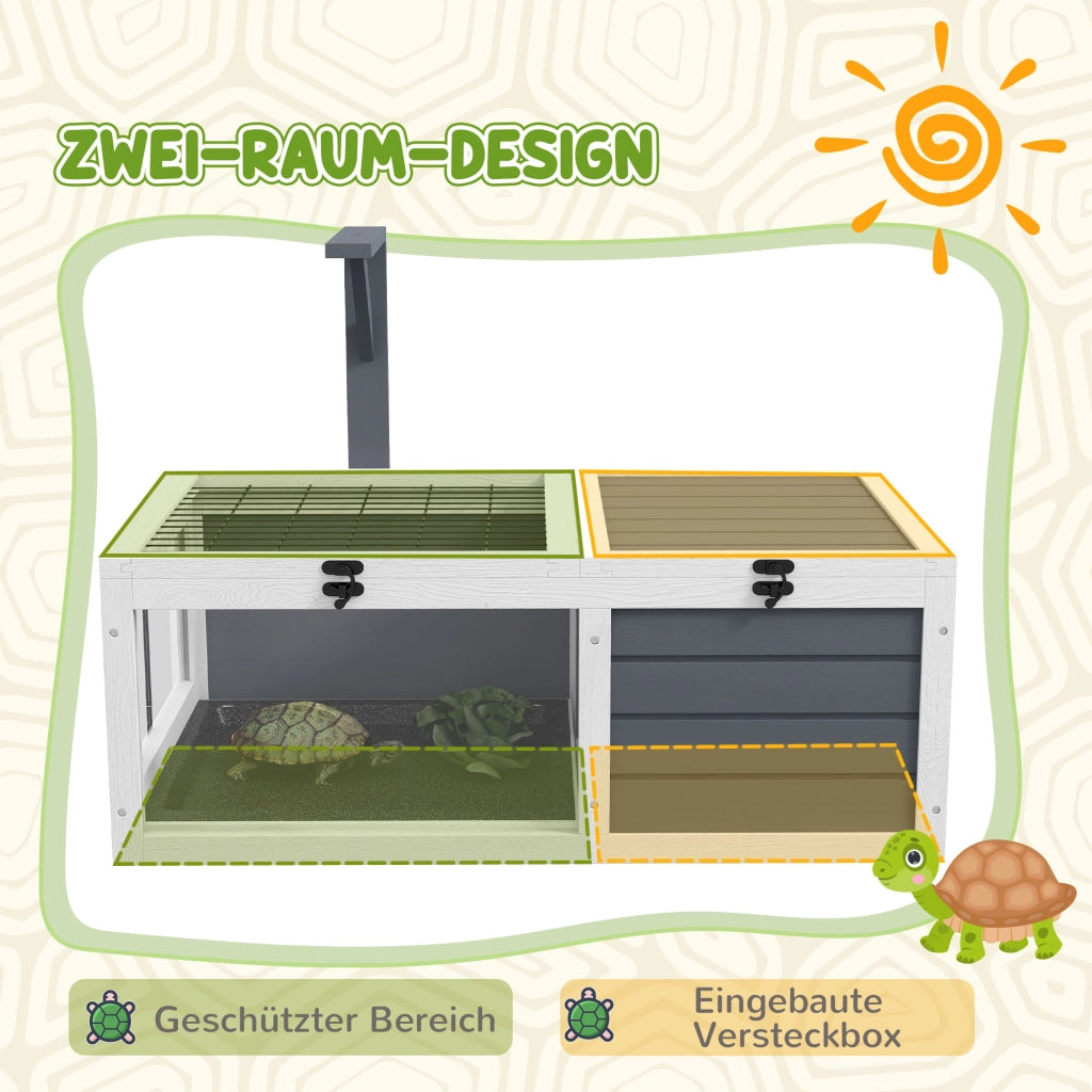 Casetta per Tartarughe con 2 Scomparti ¨C Minimal ¨C Grigio Legno