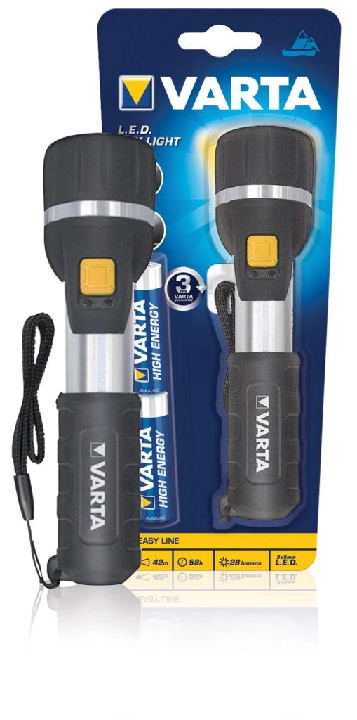 Varta 16610101421 Day Light Torcia LED 3 LED 5mm 25 lumen 40m 2 pile AA incluse colore Nero