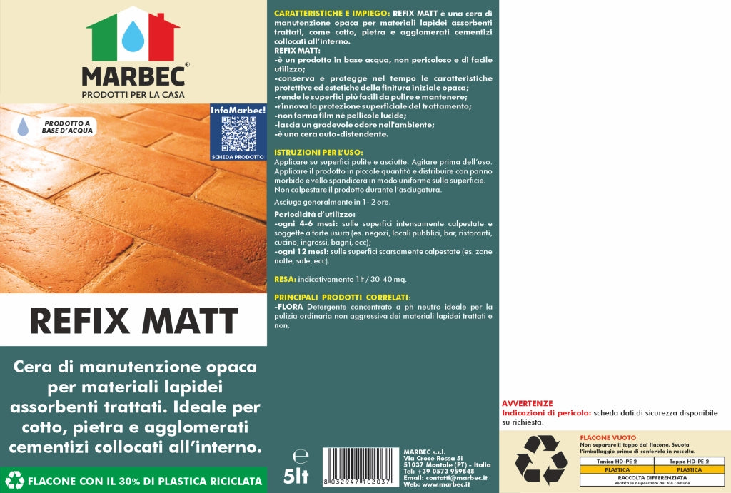 Cera per pavimenti REFIX MATT   5LTx4Pz