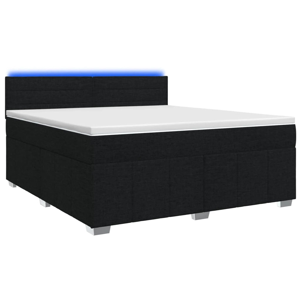 Letto box spring con materasso Nero 140 x 190 cm Tessuto 3452665