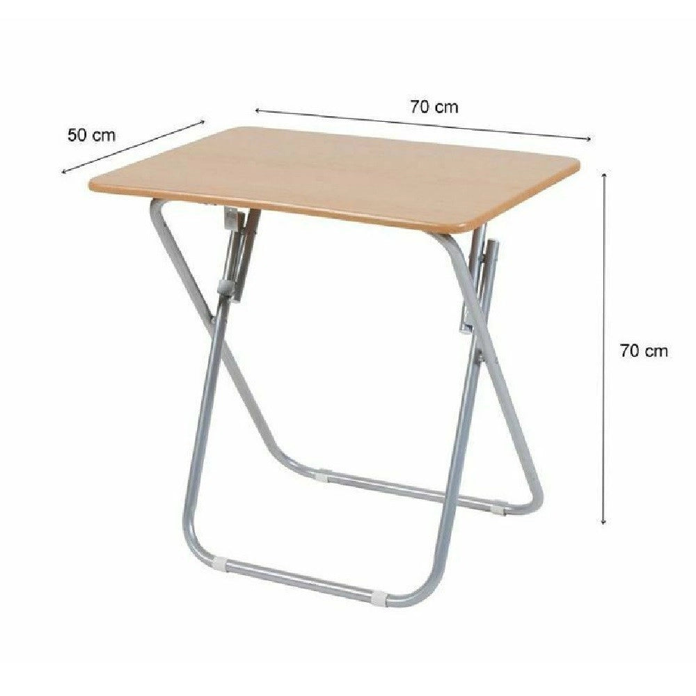 Trade Shop - Tavolo Tavolino Pieghevole In Legno Struttura Metallo Rettangolare 50x70cm -