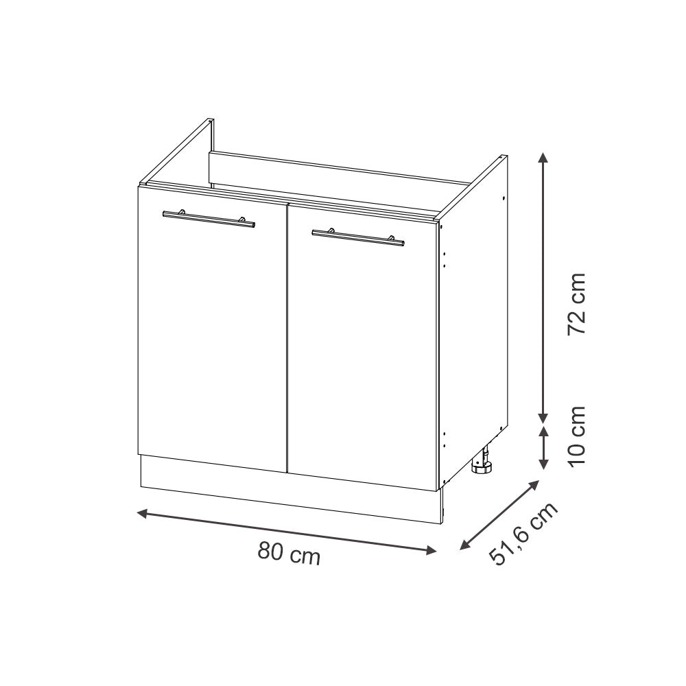 Mobile lavello cucina Fame-Line Blu scuro lucido/Bianco 80 cm, PL Antracite Vicco