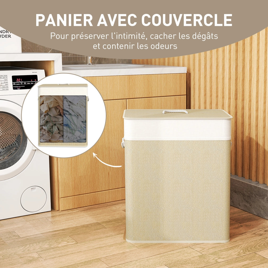 Cestino per il bucato in bamb¨´ con coperchio ¨C Minimal ¨C 100 L