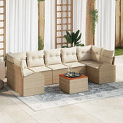 Set Divano da Giardino 8 pcs Beige e Crema polyrattan