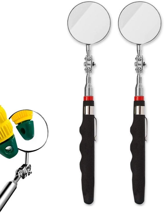 Set di Spieghi di Ispezione - Estensibile da 24,5 a 72 cm - Testa Rotante a 360° - Specchio Circolare da 5,2 cm - Manico Antiscivolo - Per Auto e Laboratorio - Strumento di Ispezione