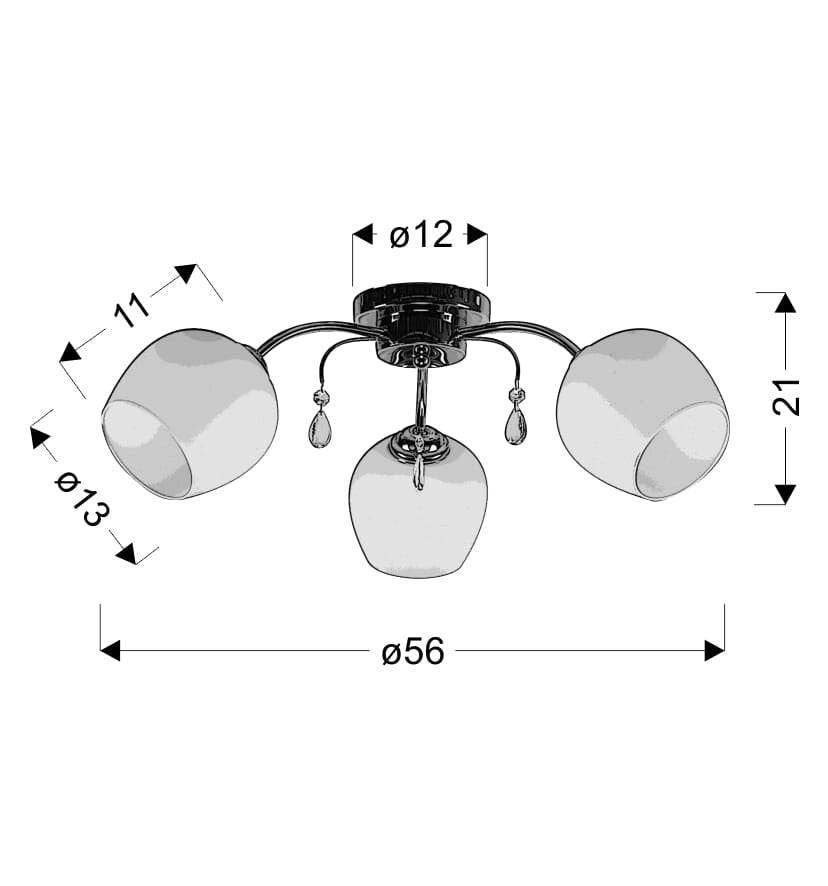 Plafoniera Candellux Zachera 3 luci E27 cromo/bianco