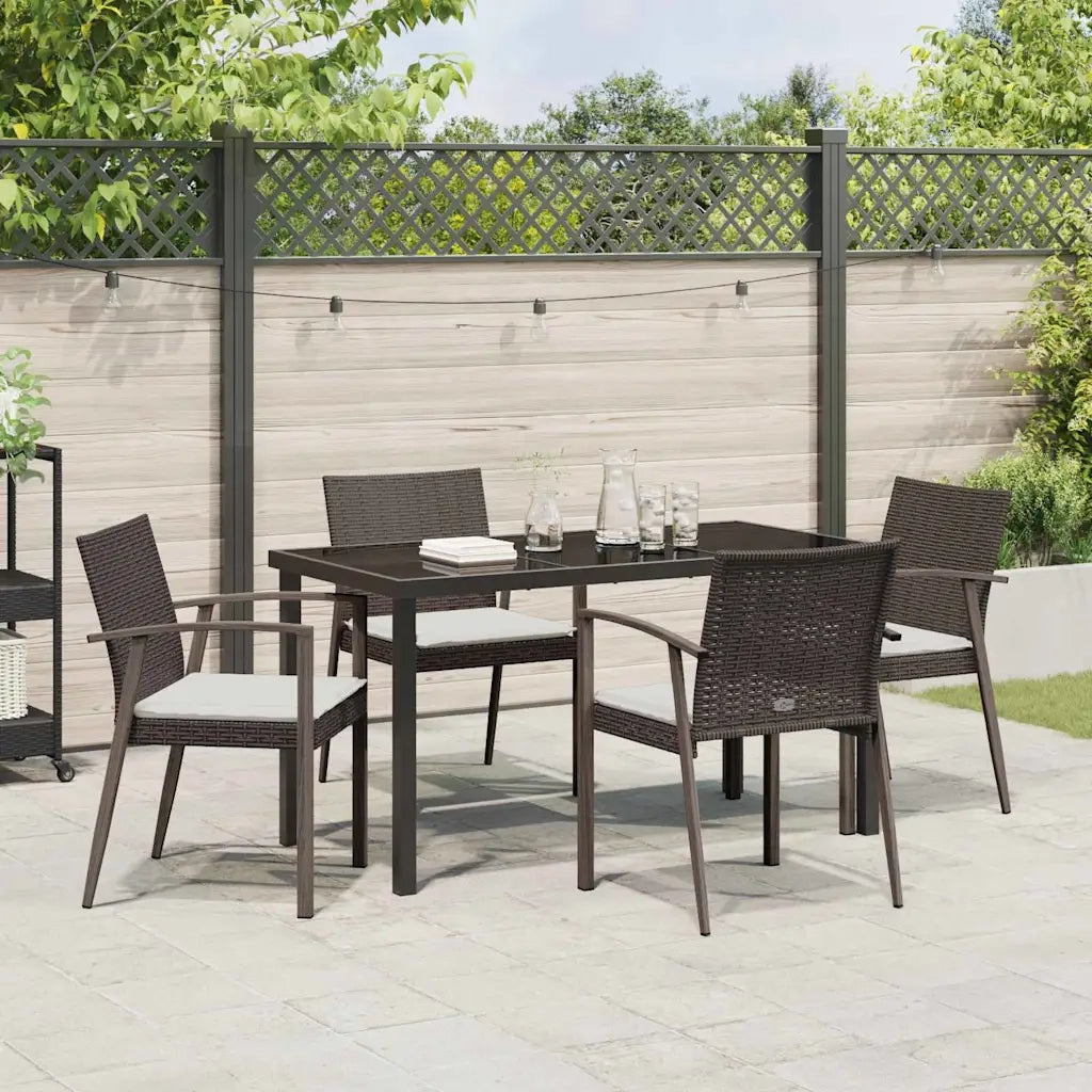 Set da Pranzo per Giardino 5 pcs Marrone e Nero Rattan in PE 3379060