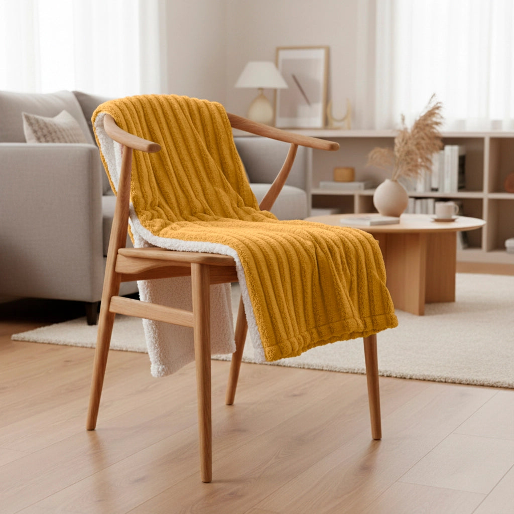 Coperta a quadri gialla 180x220cm SHERVALD