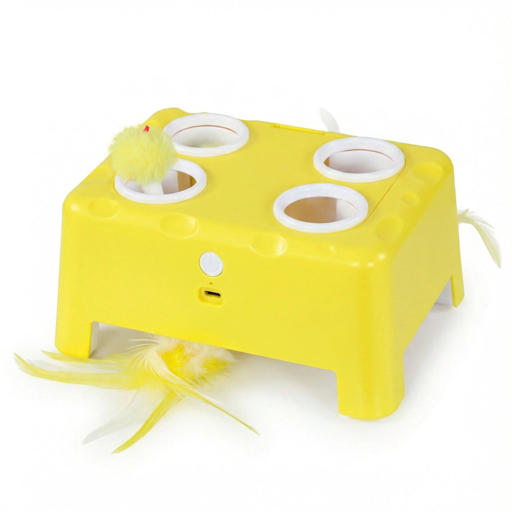 Giocattolo Interattivo per Gatti ¨C Xylo ¨C Ricaricabile 3 Modalit¨¤ Giallo 18,8x14x6 cm