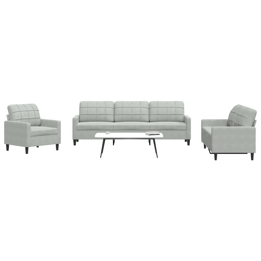 Set di Divani 4 pz con Cuscini Grigio Chiaro in Velluto 3278441