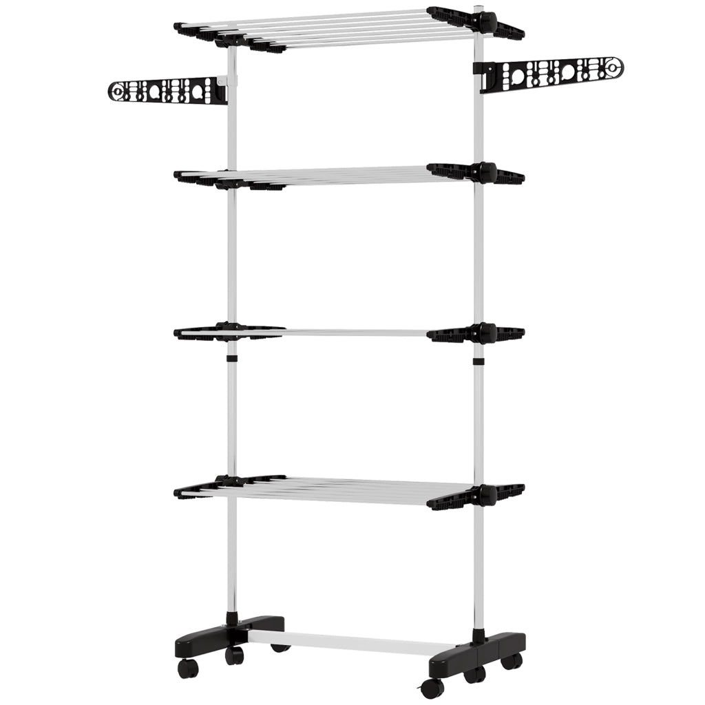 Cestello Verticale 4 Livelli con Ruote ¨C Minimal ¨C Nero e Argento