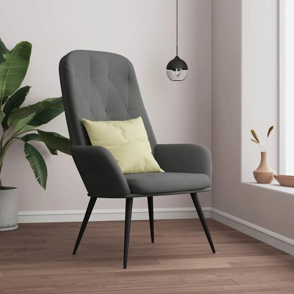 Poltrona | Sedia Relax Grigio Scuro in Velluto