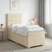 Letto box spring con materasso Crema 100 x 200 cm Tessuto 3454076