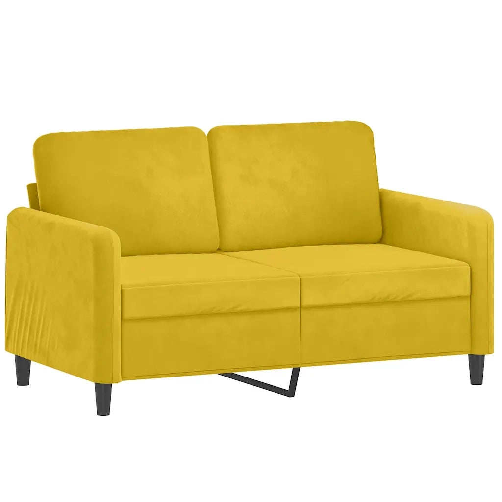 Divano a 2 Posti con Cuscini Giallo 120 cm in Velluto 3200877