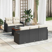 Set Divano da Giardino con cuscino 6 pcs Nero polyrattan