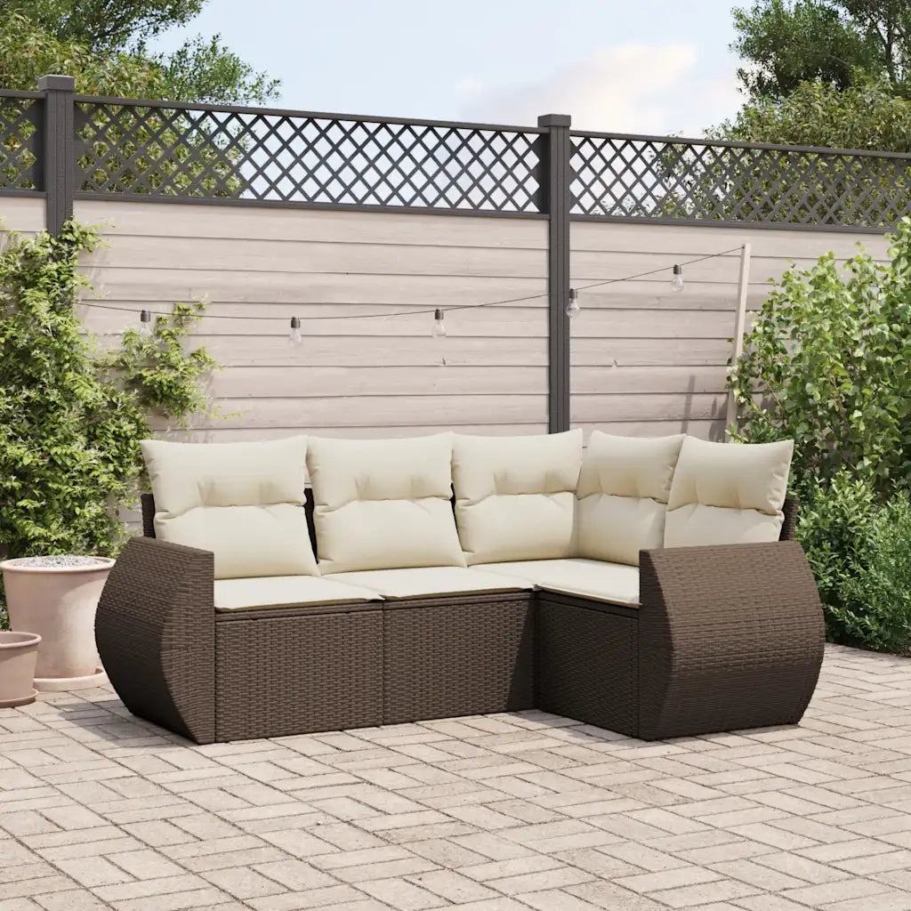 Set Divano da Giardino 4 pz con Cuscini Marrone in Polyrattan 3253650