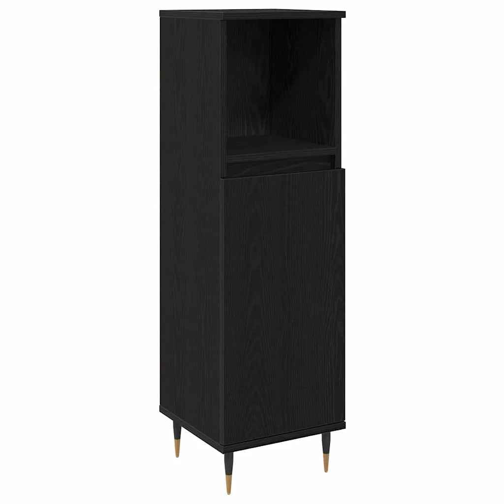 Set di mobili per il bagno 3 pcs Rovere Nero Legno multistrato