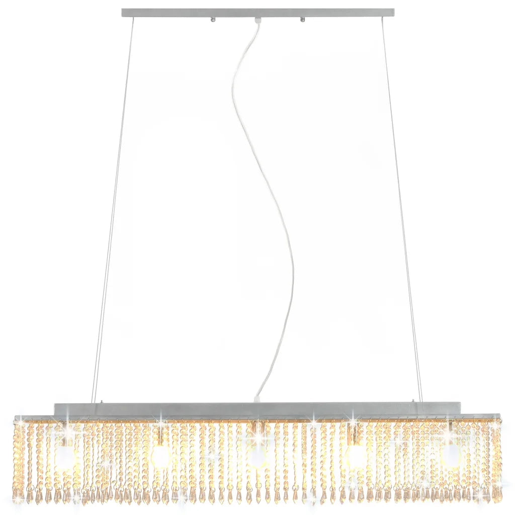 Lampadario con Perle di Cristallo Argento 104 cm E14 50860