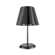 Lampada da tavolo Verda ASZ1212 in metallo e paralume tessuto nero