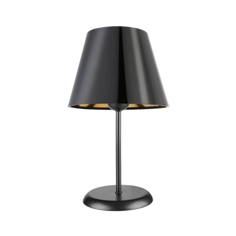Lampada da tavolo Verda ASZ1212 in metallo e paralume tessuto nero